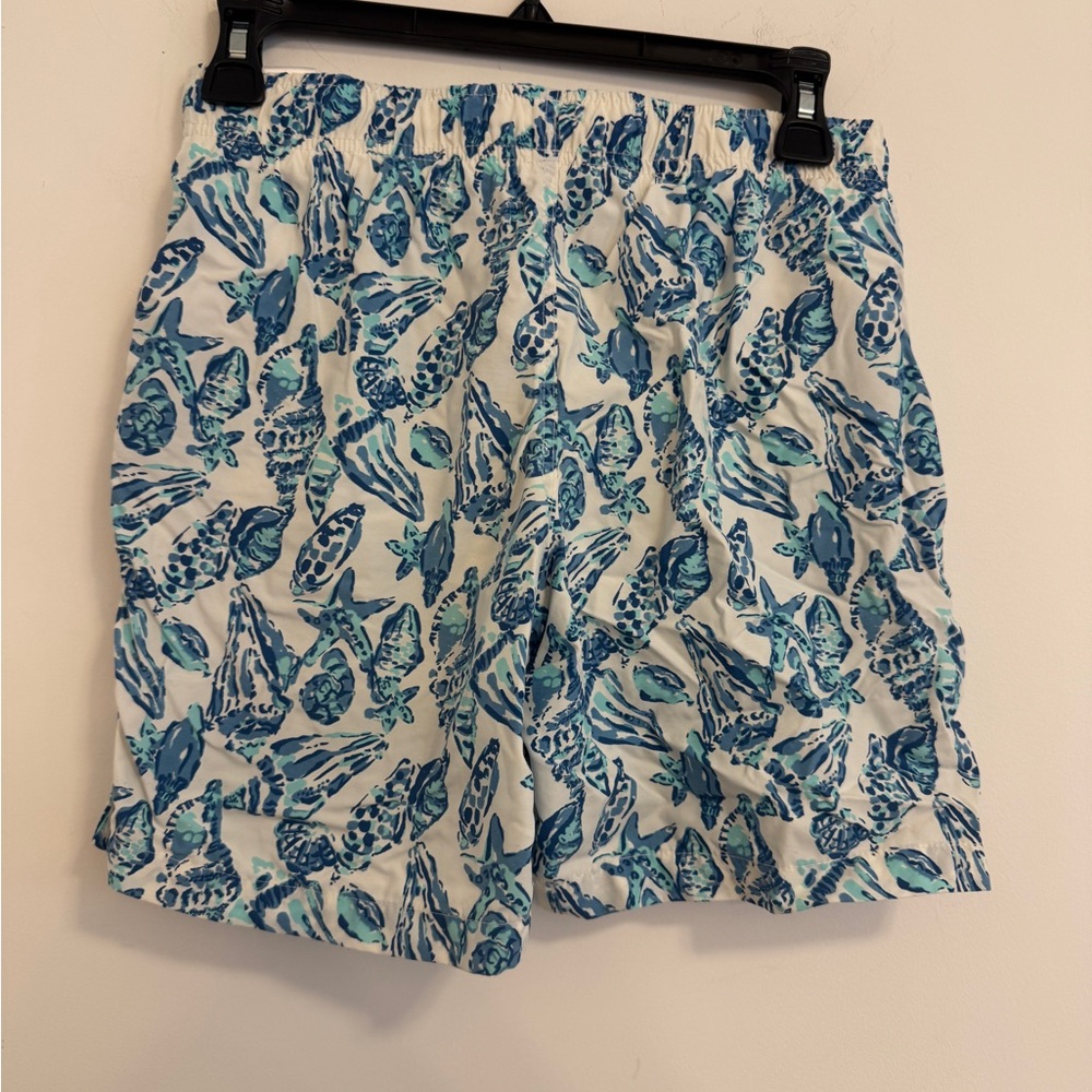 Lilly Pulitzer Kids White Swim Trunks with Blue Seashell Print - Picture 2 of 4